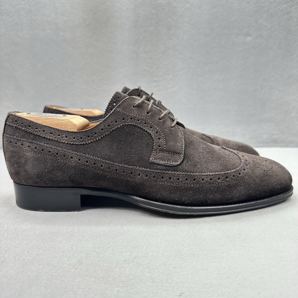 Mens Size 9 Peter Millar Collection Wingtip Oxford Espresso Suede Handmade Italy